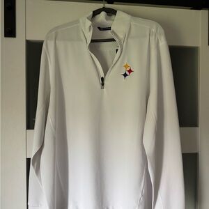 White Quarter-Zip Pullover with Steelers Logo